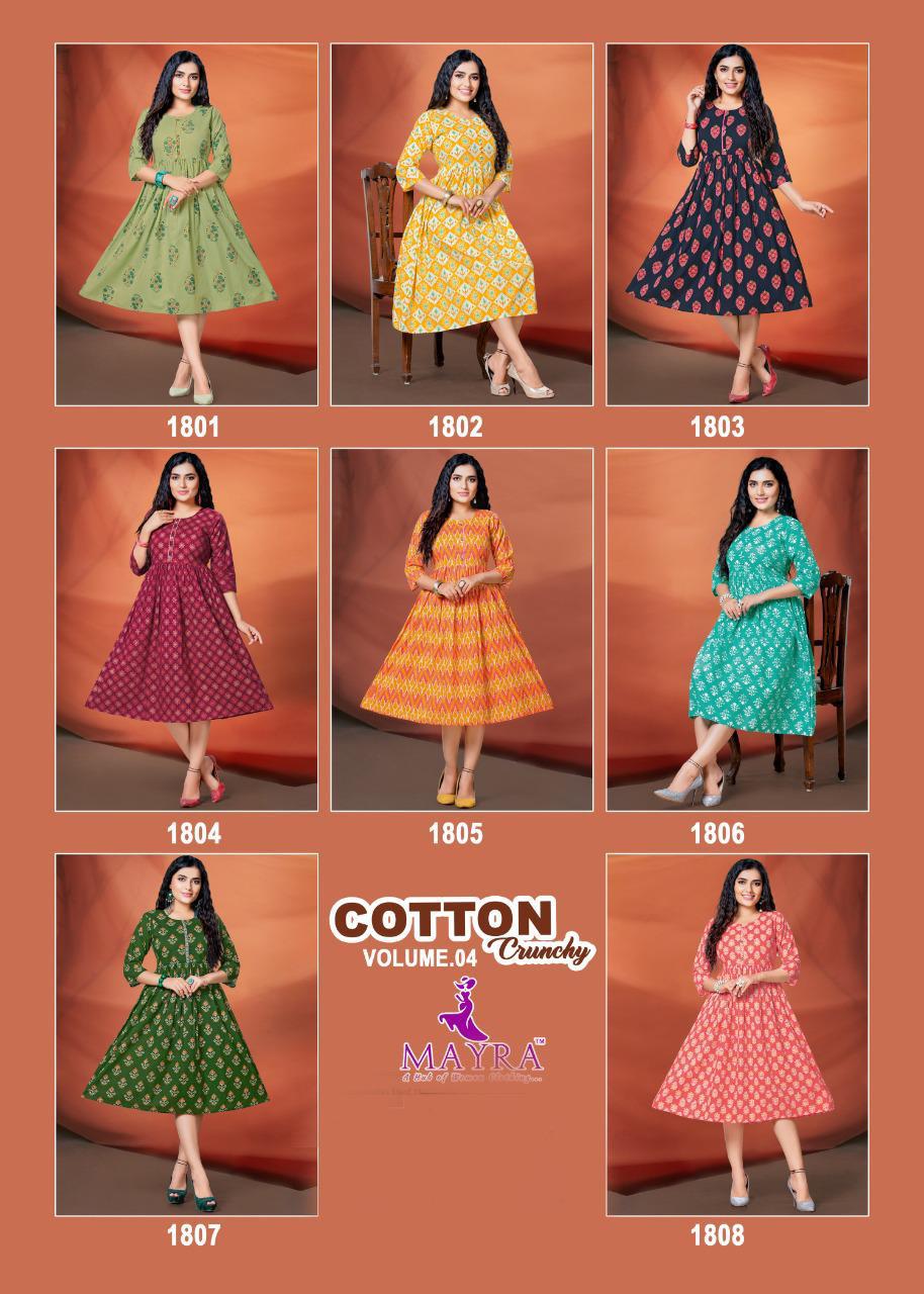 Mayra Cotton Crunchy 4 Casual Wear Fancy Designer Cotton Kurti Collection